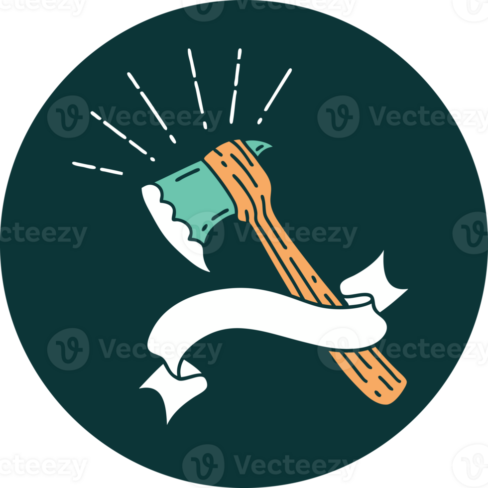 icon of a tattoo style hatchet axe png