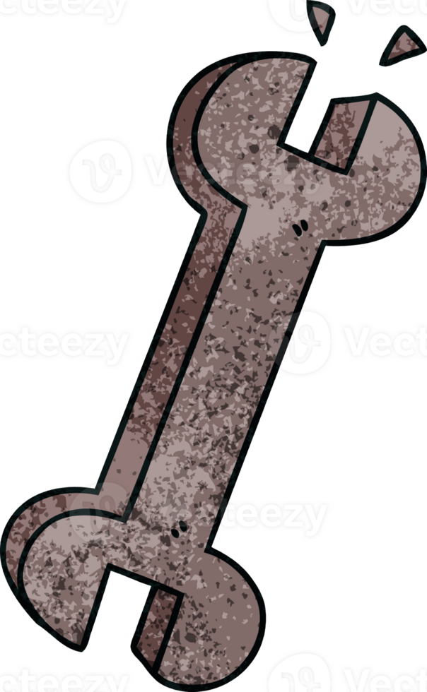 hand drawn quirky cartoon spanner png