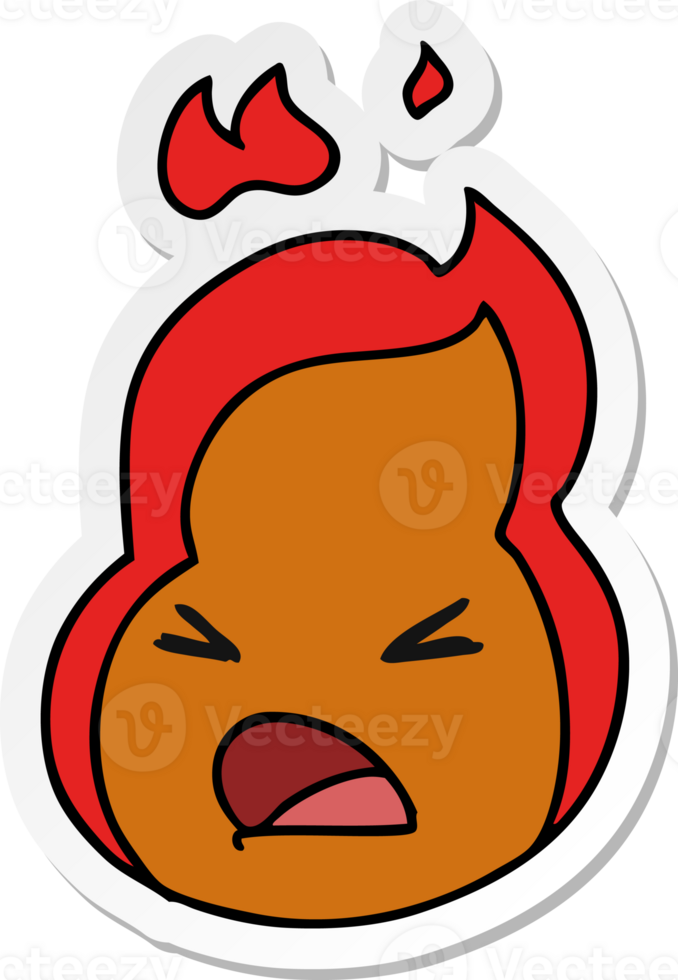 sticker cartoon illustration kawaii cute fire flame png