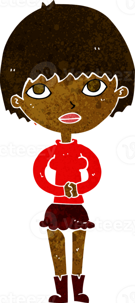 cartoon woman waiting patiently png