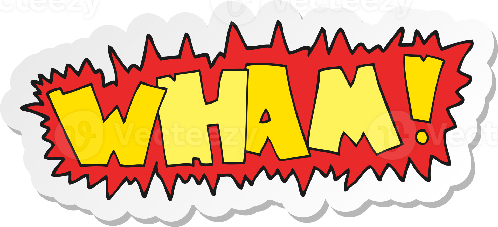 sticker of a cartoon wham symbol png