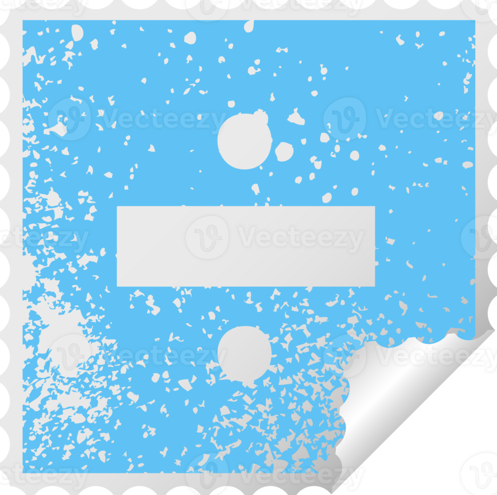 distressed square peeling sticker symbol of a division symbol png