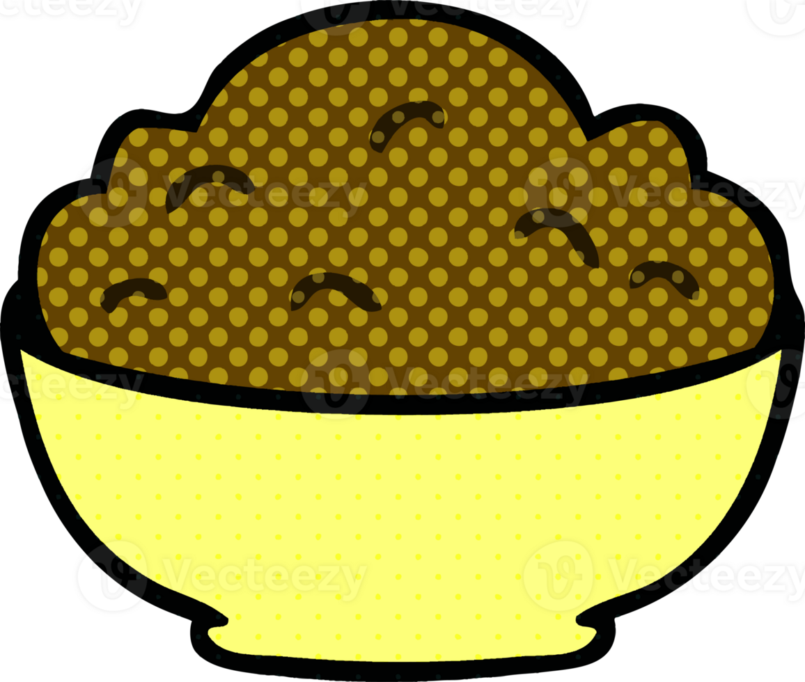hand drawn quirky cartoon bowl of pudding png