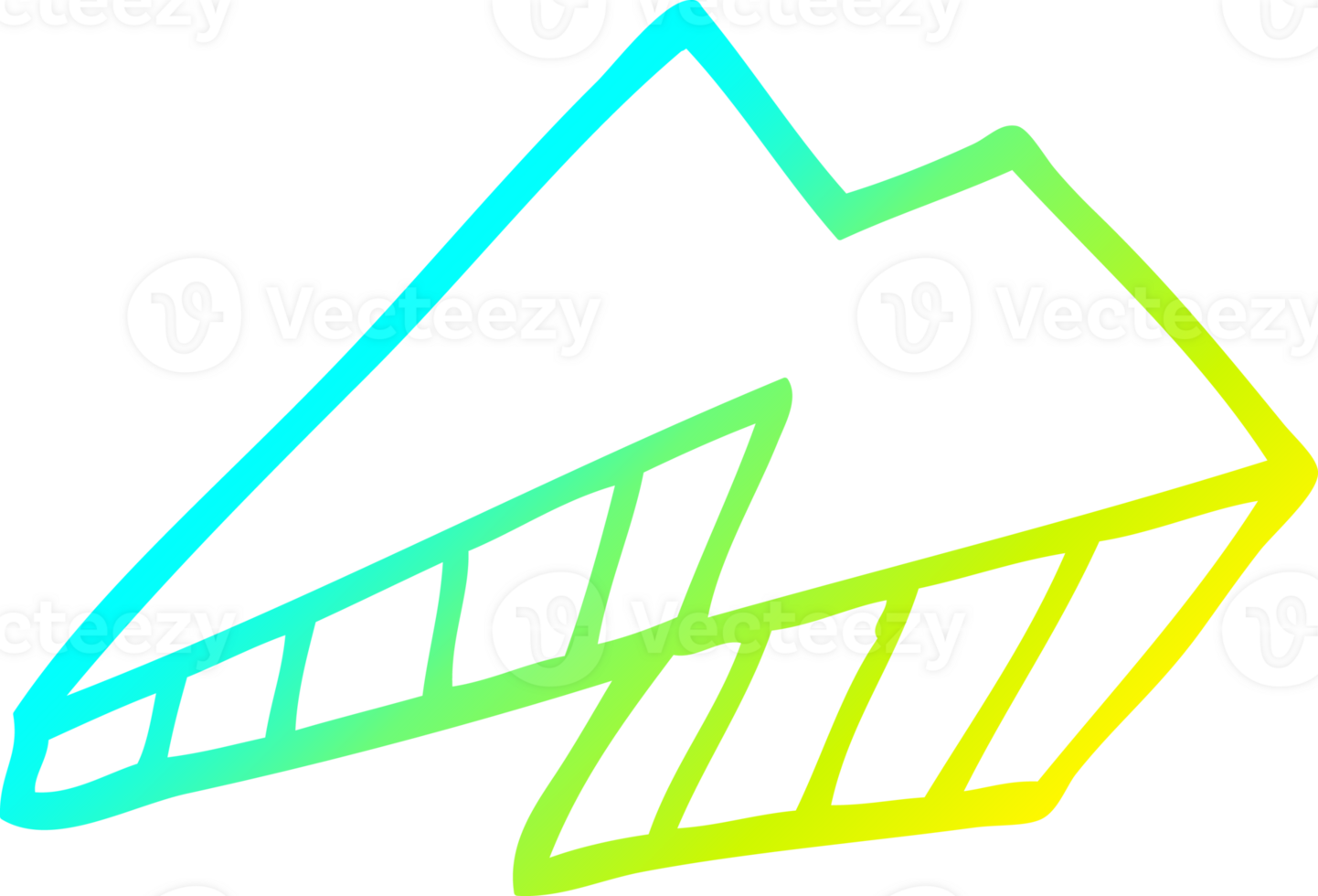 cold gradient line drawing of a cartoon lightning bolt png