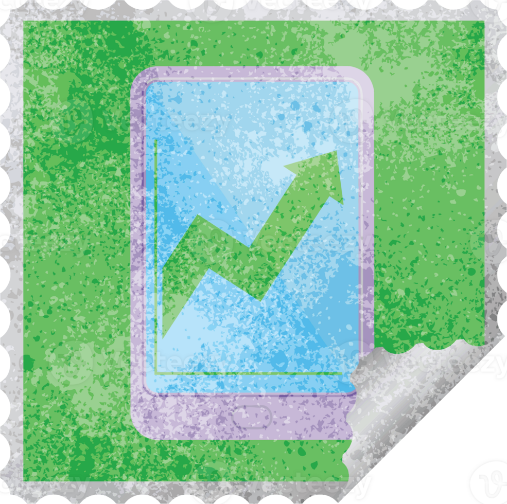 electronic tablet showing business performance graphic square sticker stamp png