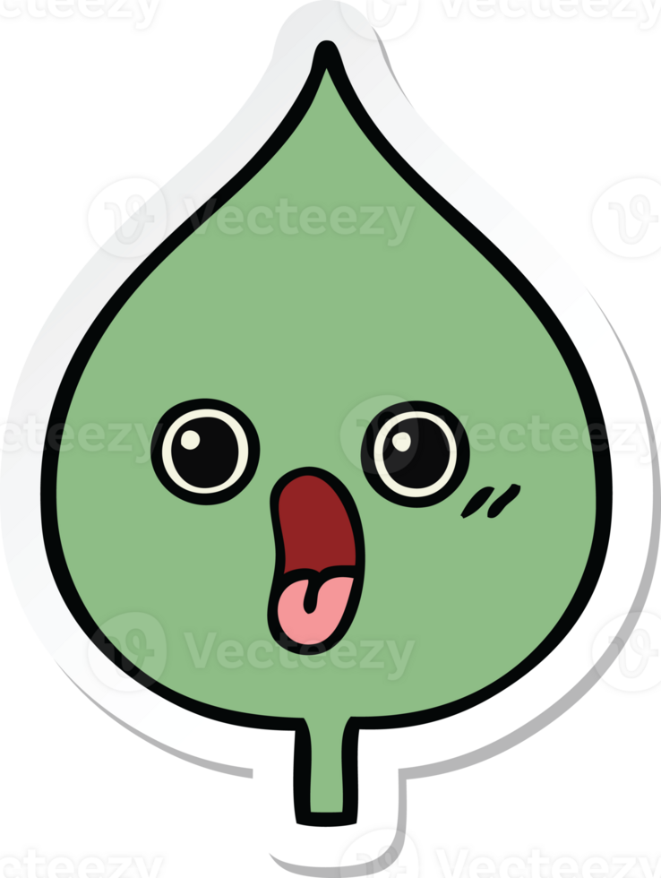 sticker of a cute cartoon expressional leaf png