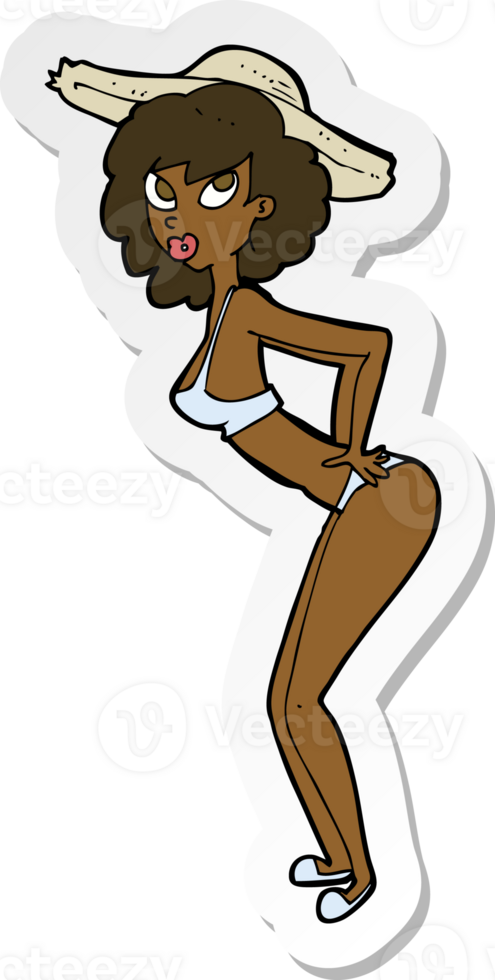 sticker of a cartoon pin-up beach girl png
