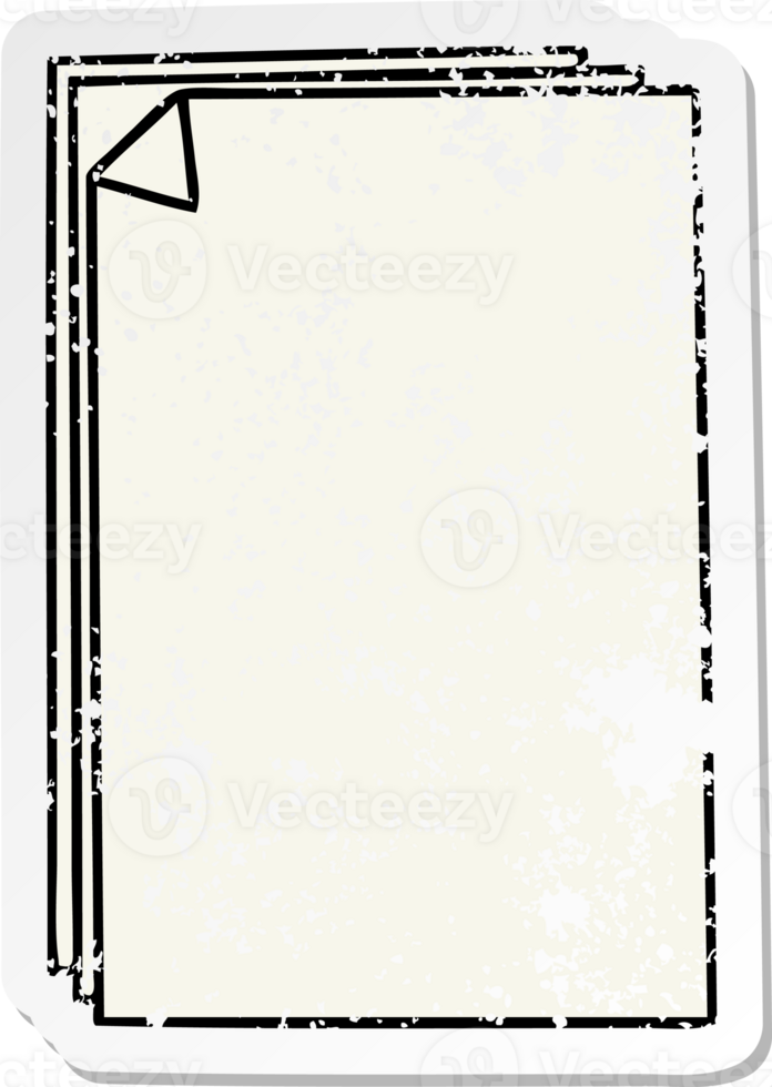 distressed sticker of a quirky hand drawn cartoon paper pile png