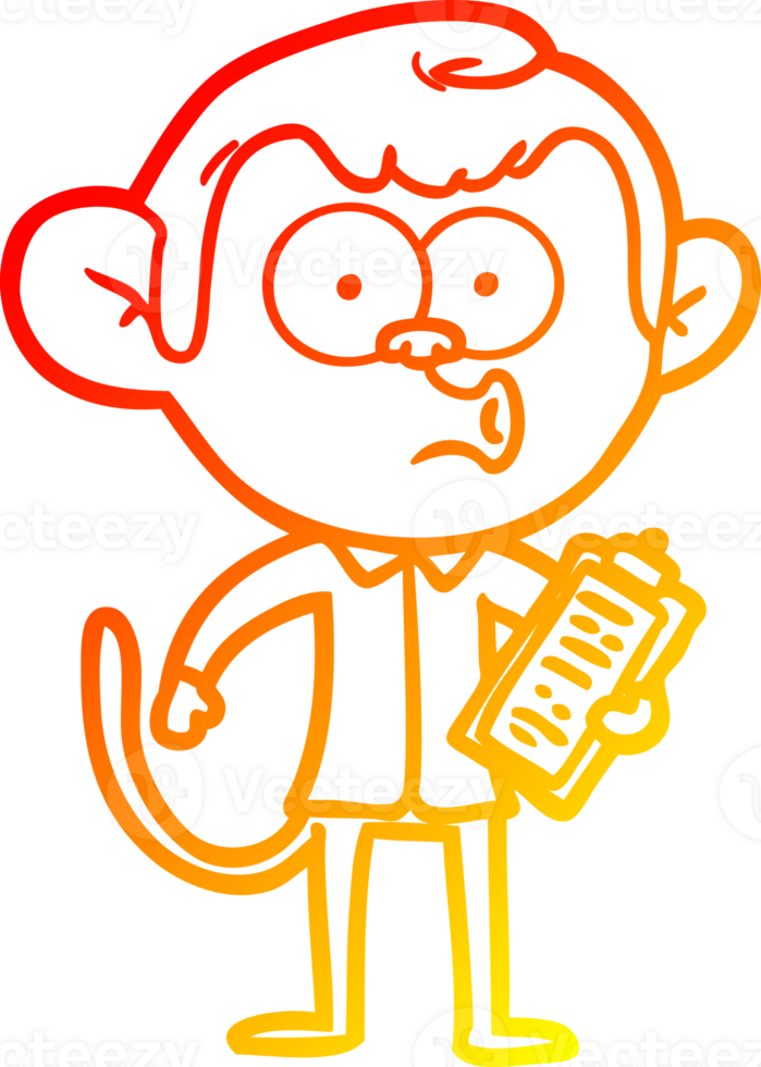 warm gradient line drawing of a cartoon salesman monkey png