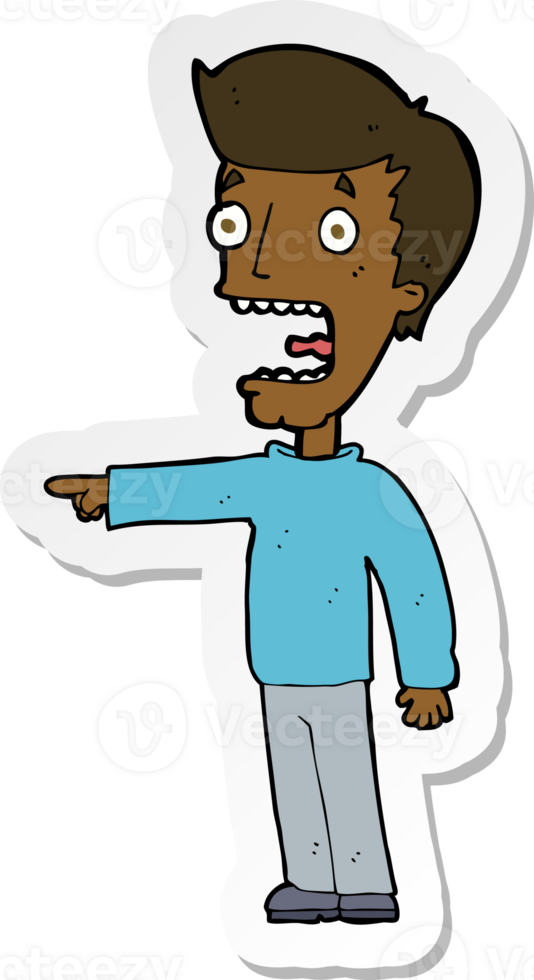 sticker of a cartoon terrified man png