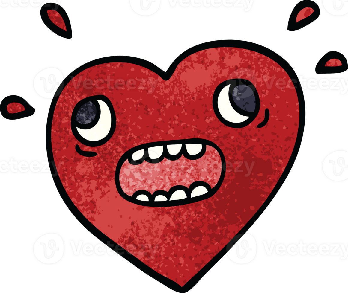 cartoon doodle heart panicking png