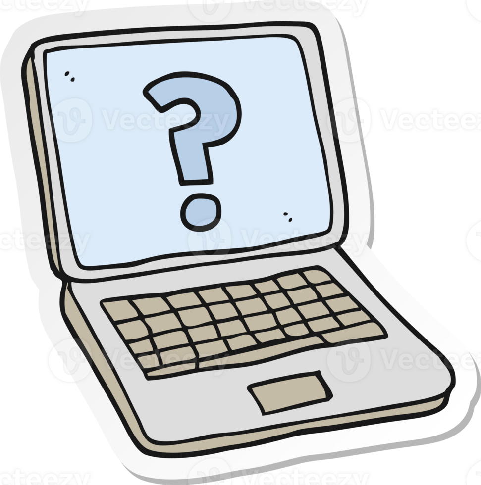 sticker of a cartoon laptop computer with question mark png
