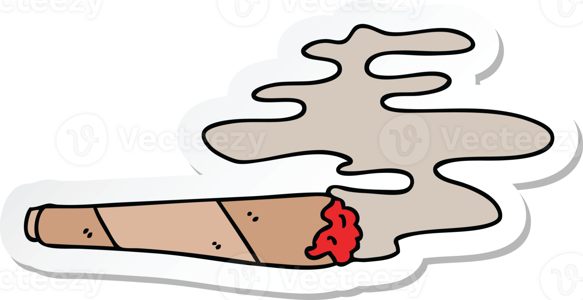 sticker of a quirky hand drawn cartoon lit joint png