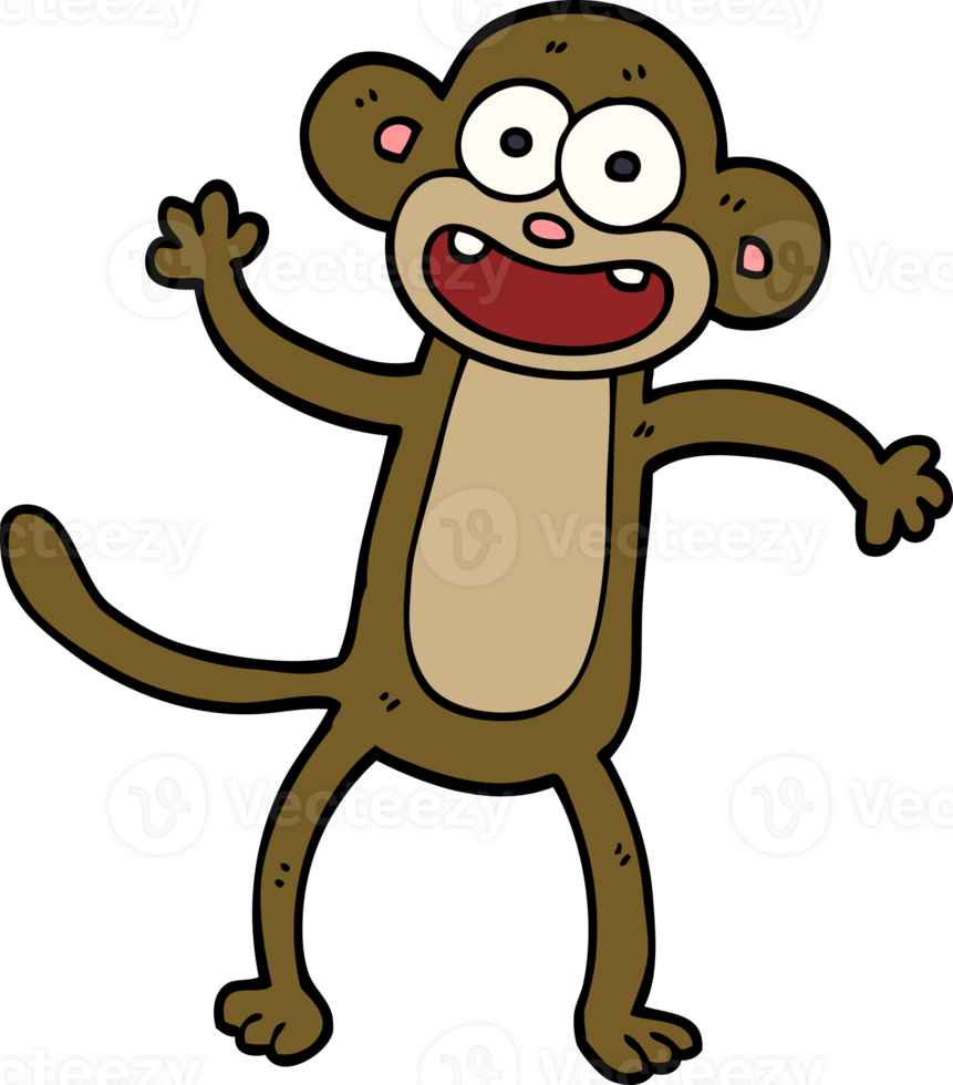 cartoon doodle waving monkey png