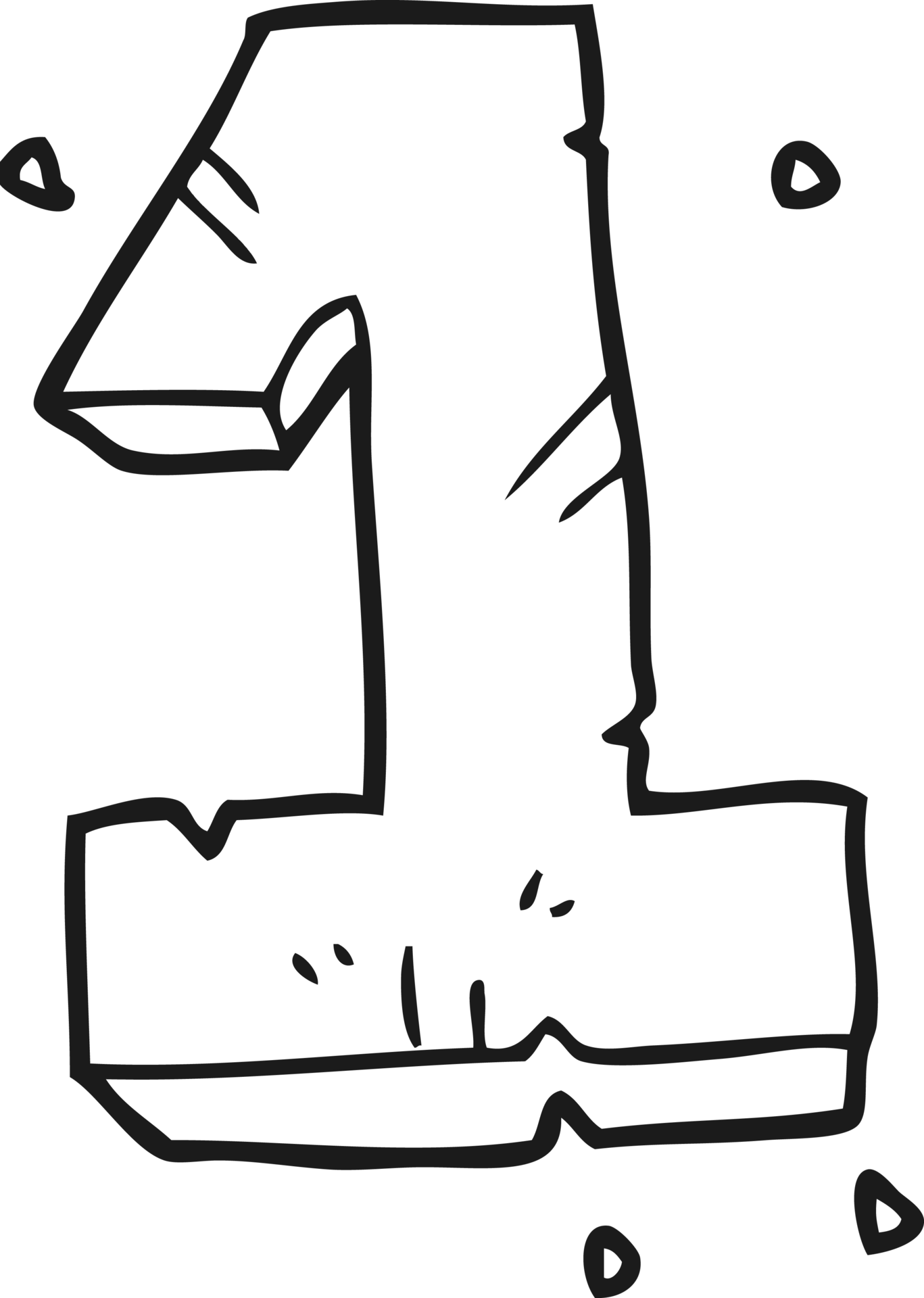 hand drawn black and white cartoon stone number one 45171797 PNG