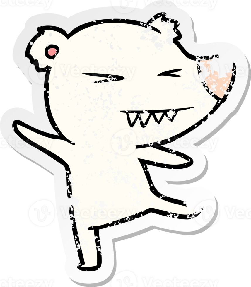 distressed sticker of a dancing polar bear cartoon png