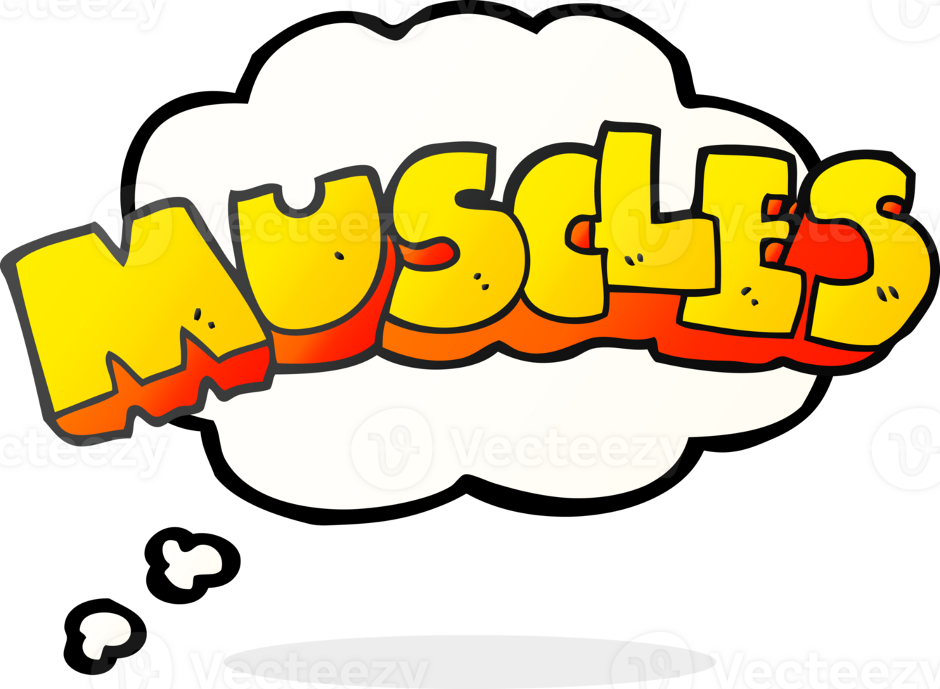 hand drawn thought bubble cartoon muscles symbol png
