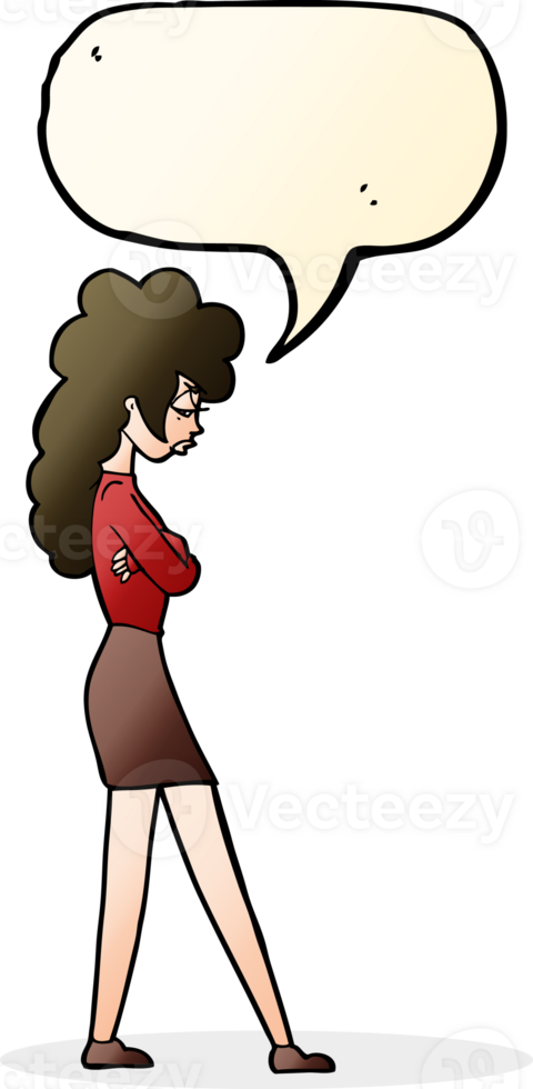 cartoon annoyed woman with speech bubble png