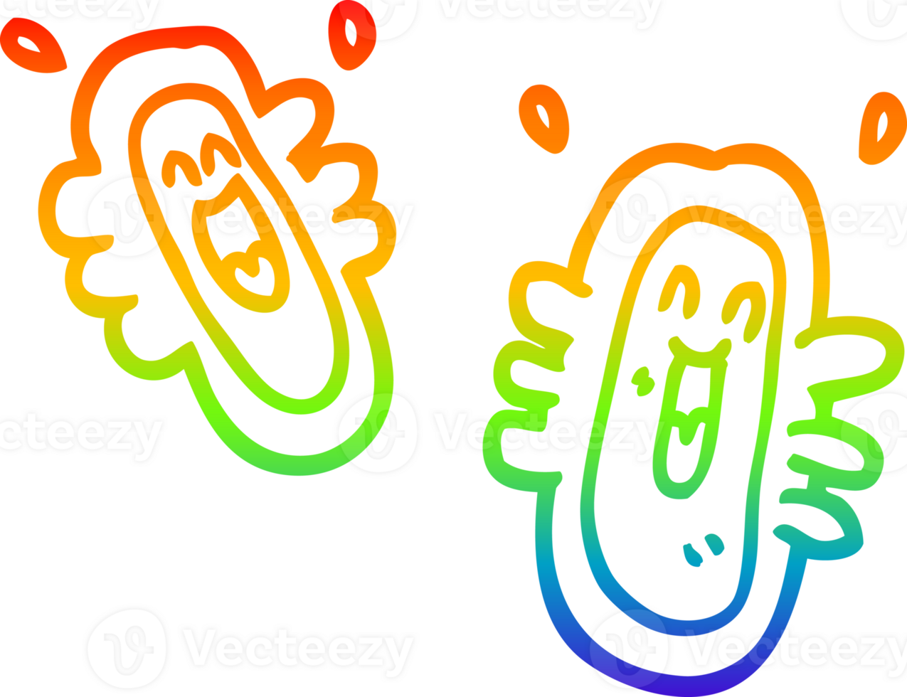 rainbow gradient line drawing of a cartoon happy germs png