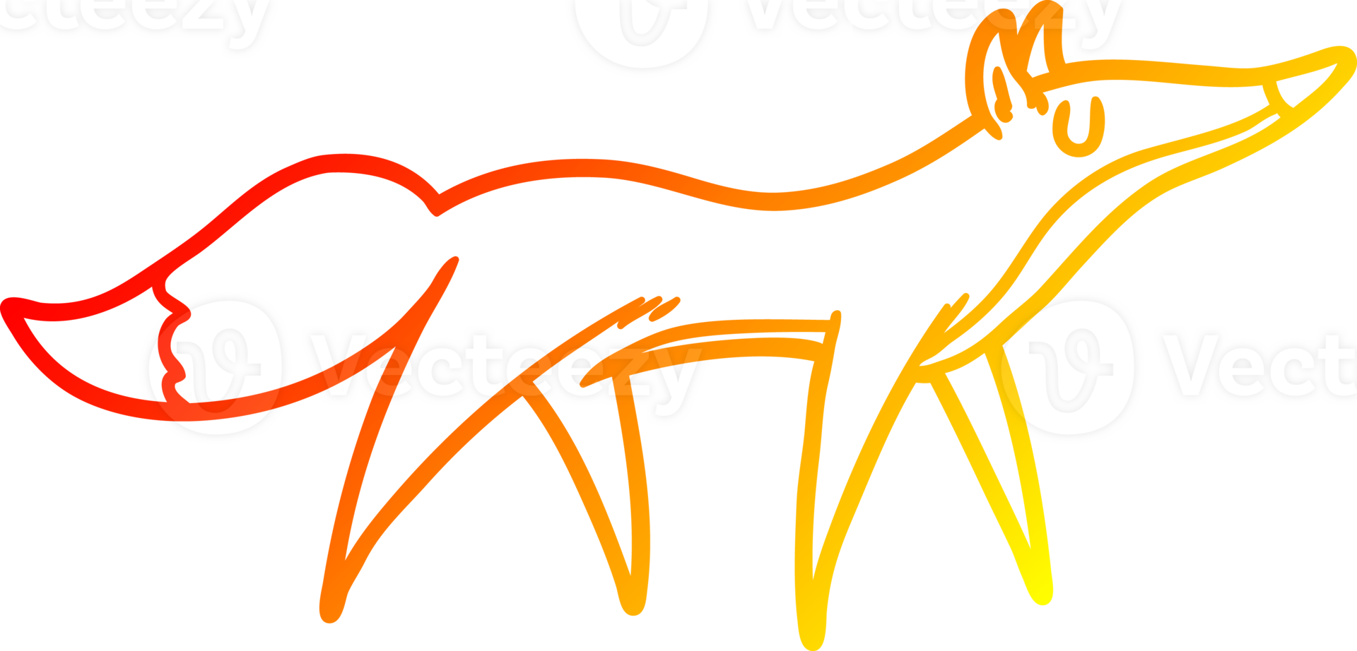 warm gradient line drawing of a cartoon fox png