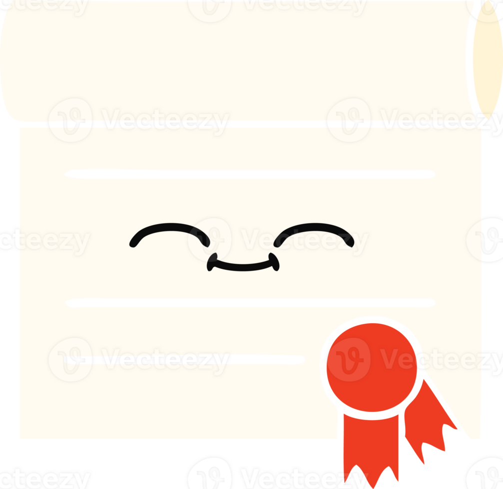 flat color retro cartoon of a certificate png