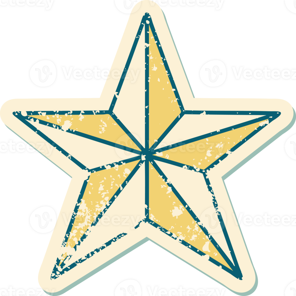iconic distressed sticker tattoo style image of a star png