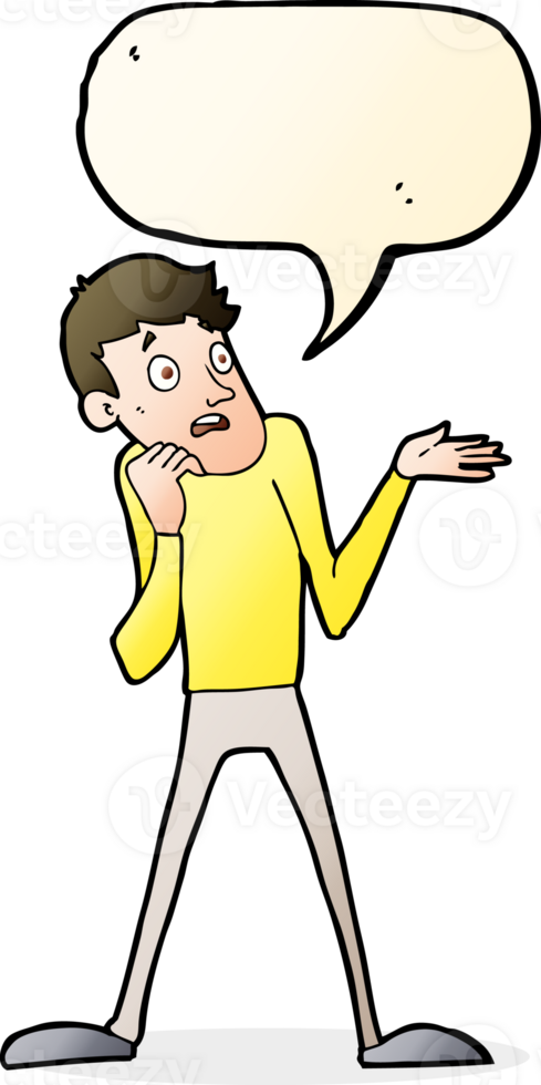 cartoon nervous man with speech bubble png