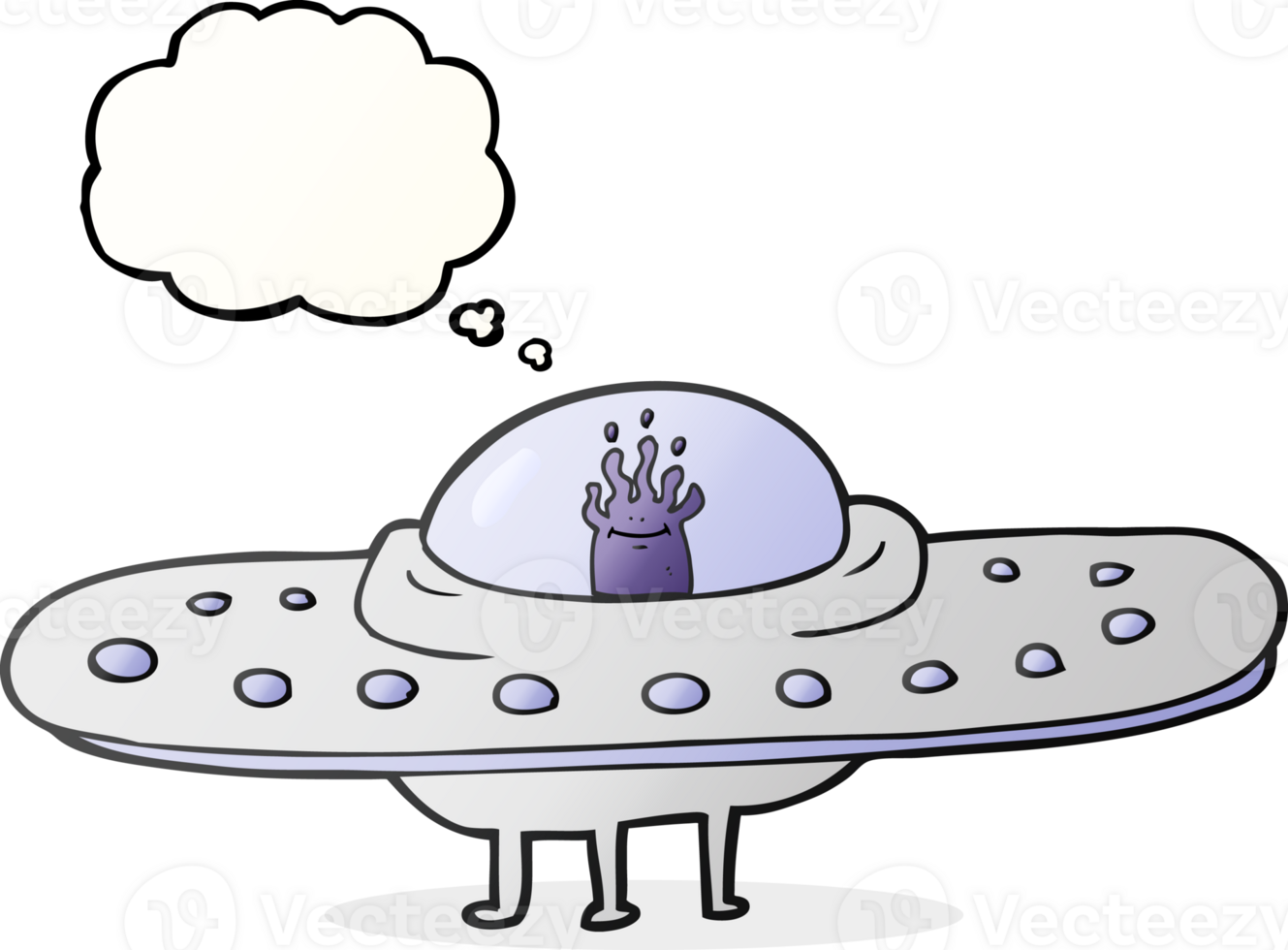 hand drawn thought bubble cartoon flying saucer png