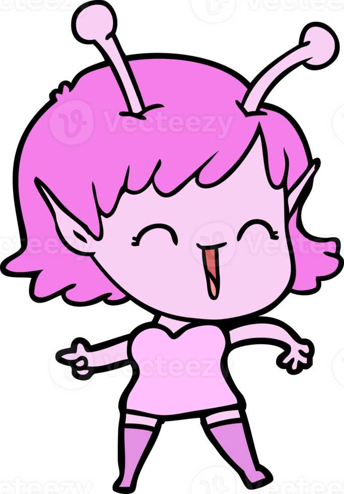 cartoon alien girl laughing png