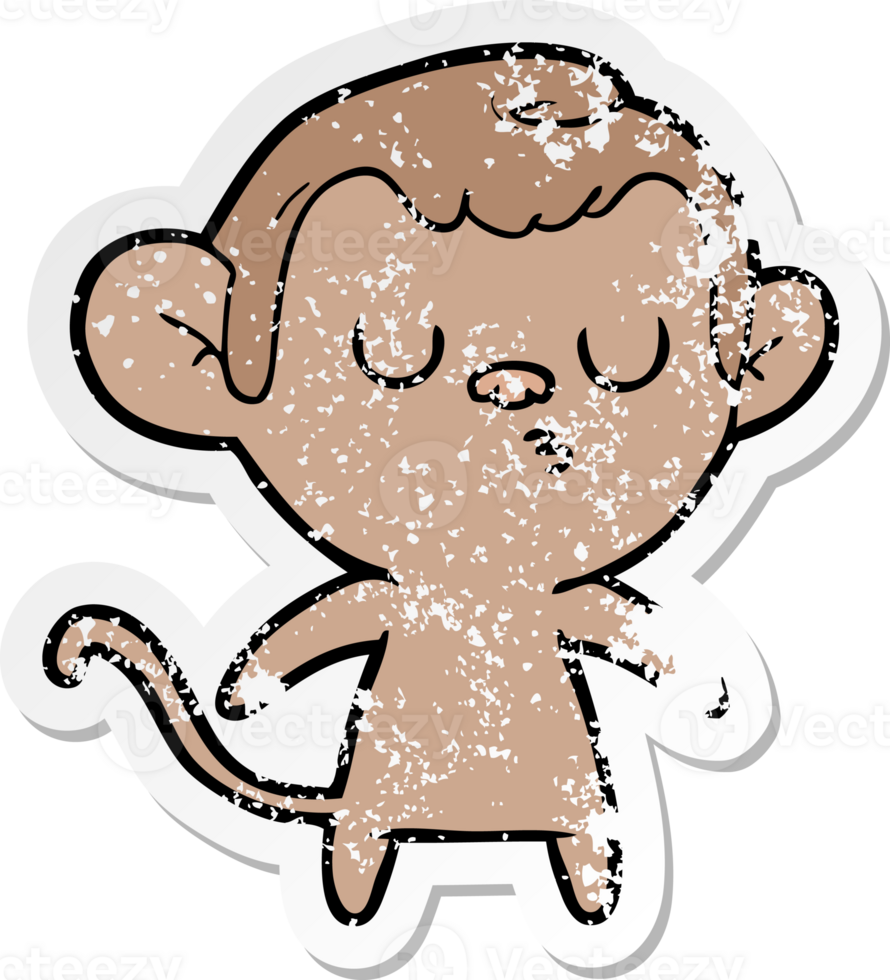 distressed sticker of a cartoon monkey png