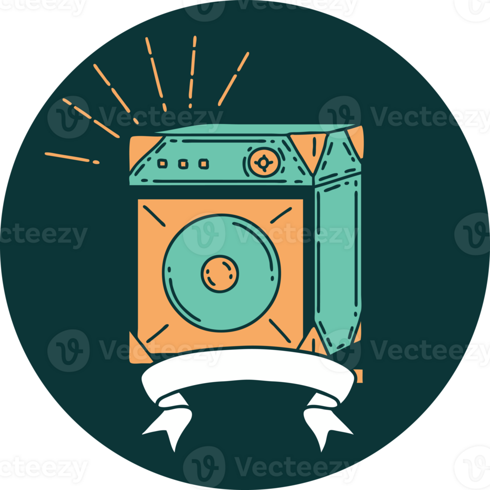 icon of a tattoo style guitar amplifier png