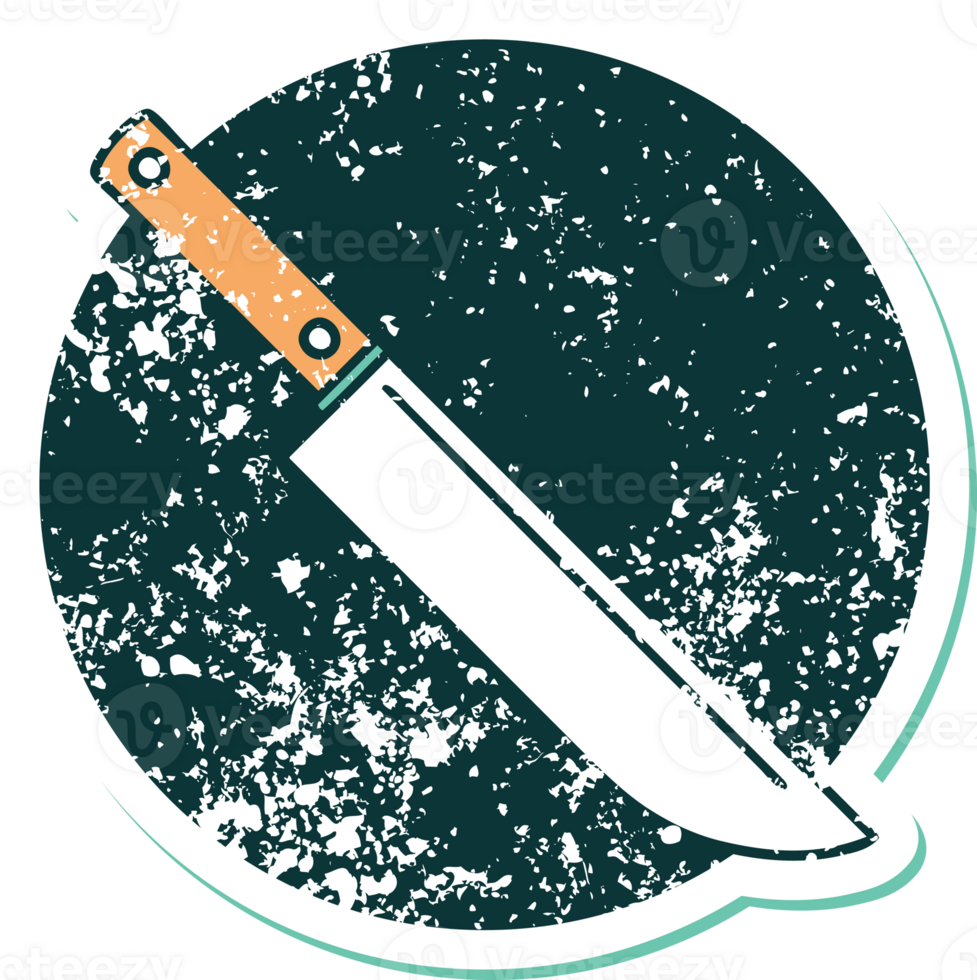 iconic distressed sticker tattoo style image of a knife png