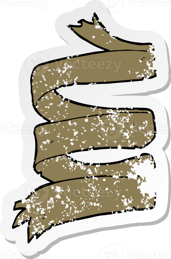 retro distressed sticker of a cartoon old scroll png