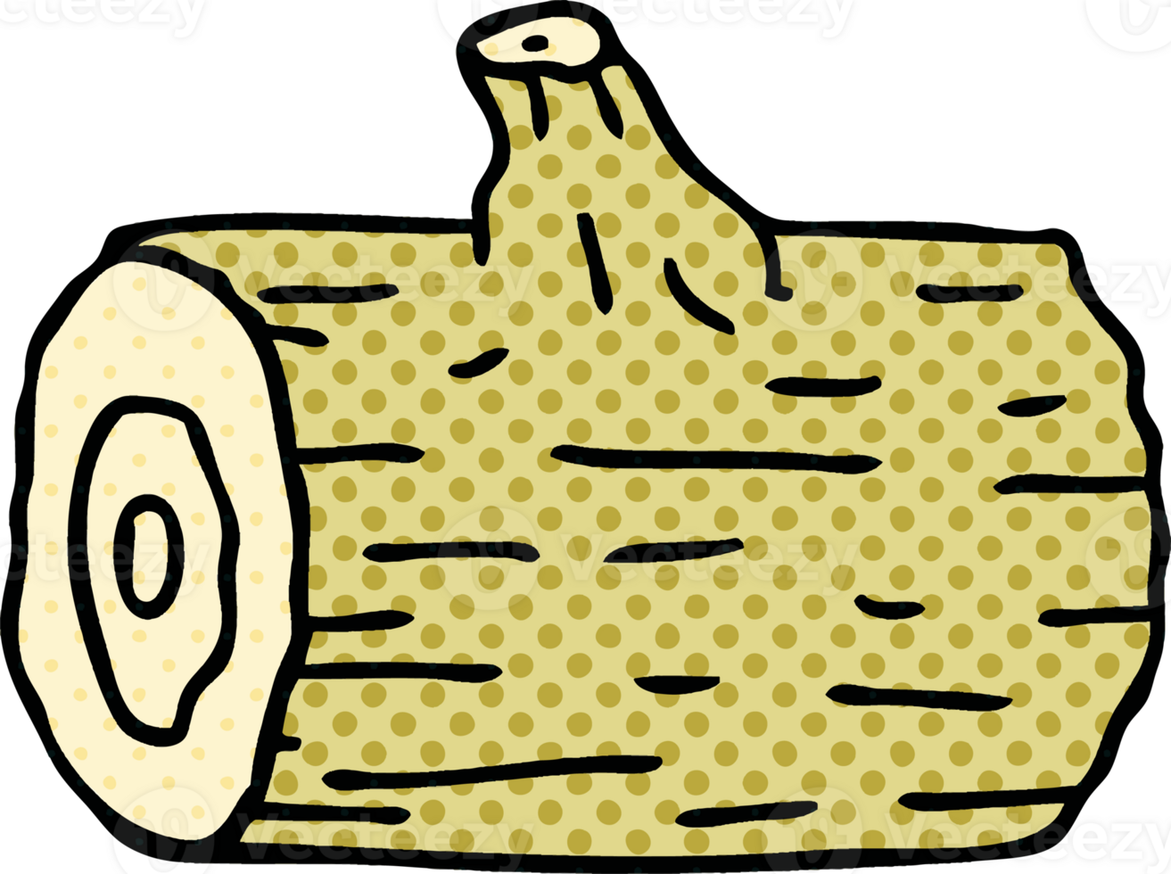 comic book style quirky cartoon wooden log png