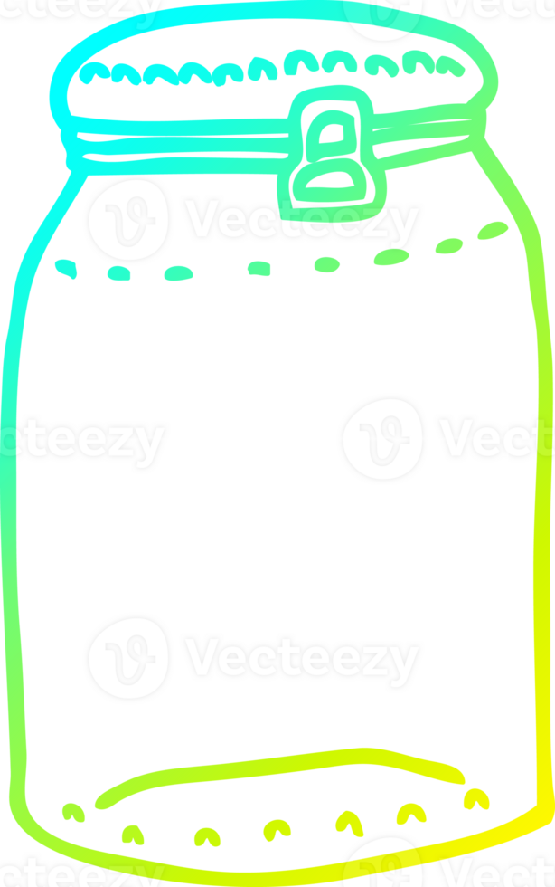 cold gradient line drawing of a cartoon glass jar png
