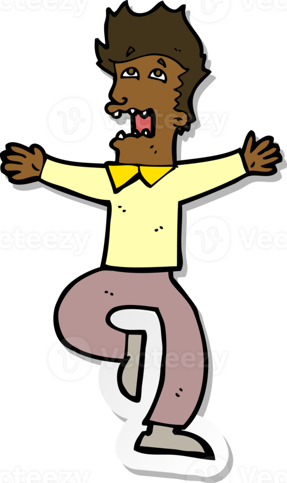sticker of a cartoon terrified man png
