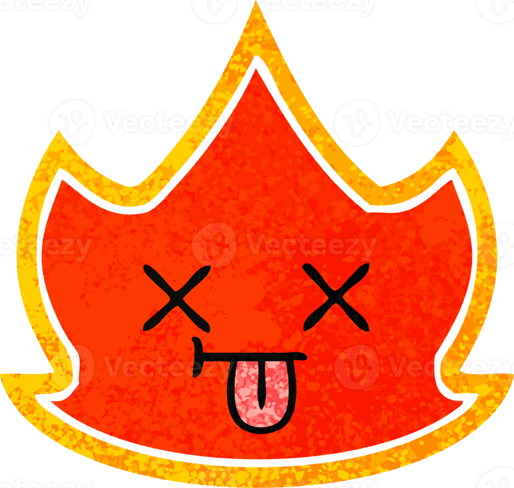 retro illustration style cartoon of a fire png
