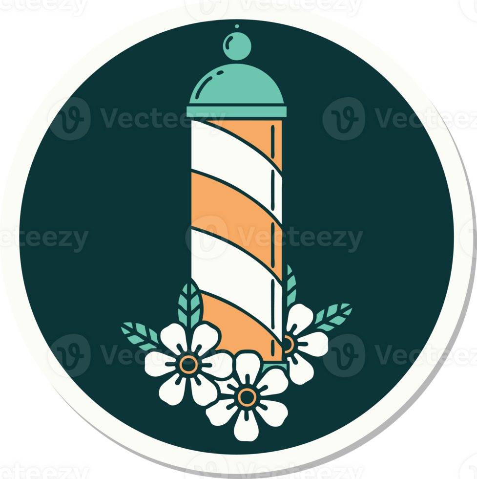 sticker of tattoo in traditional style of a barbers pole png