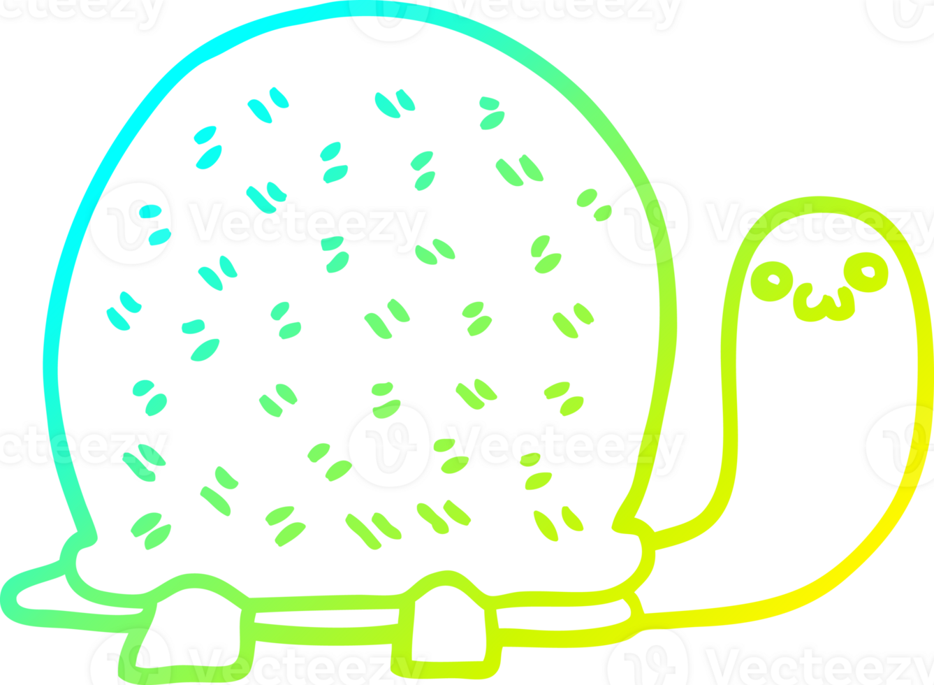 cold gradient line drawing of a cute cartoon turtle png