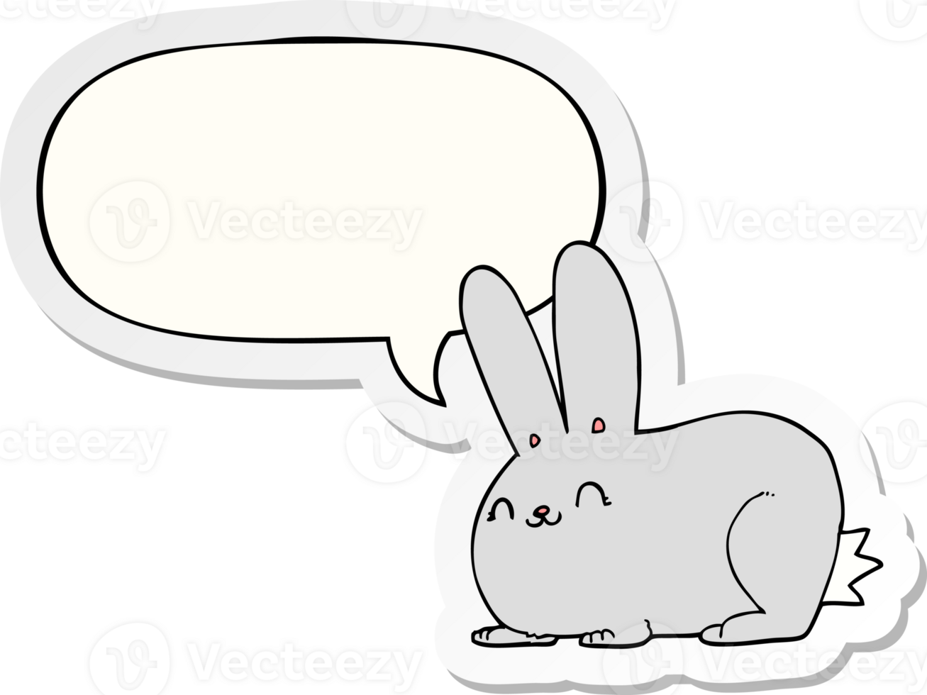 cartoon rabbit with speech bubble sticker png