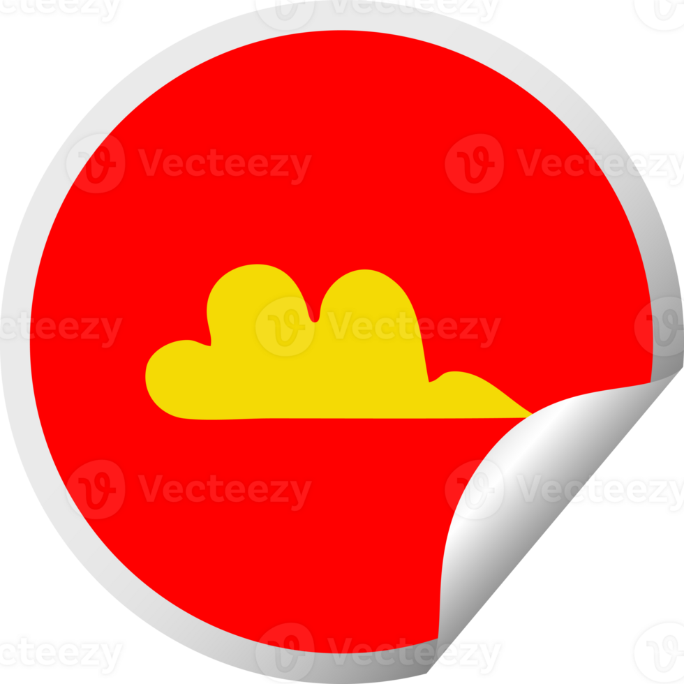 circular peeling sticker cartoon of a cloud png