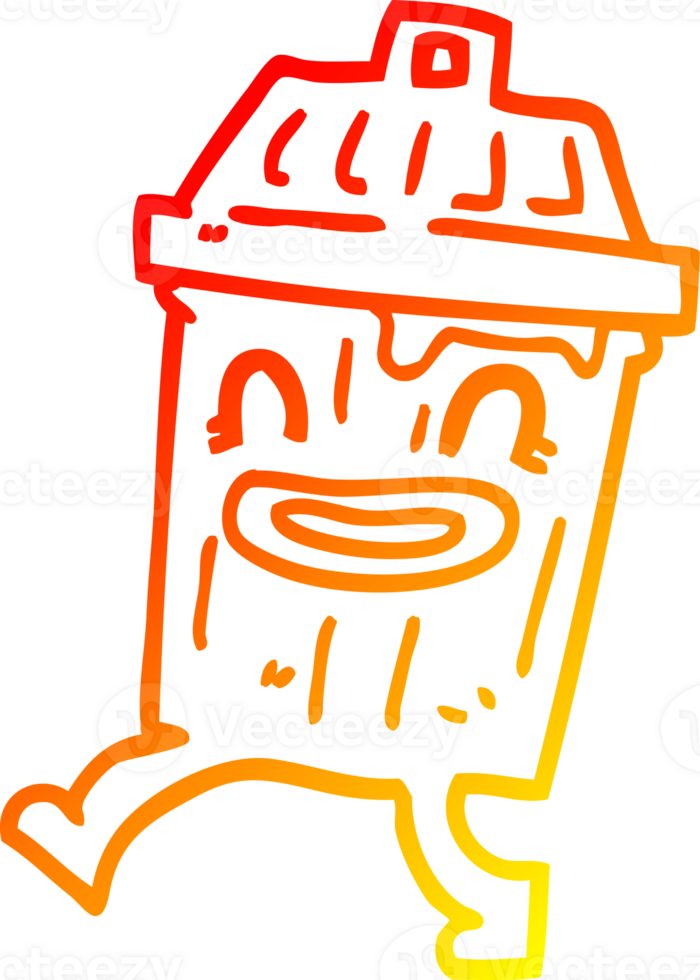 warm gradient line drawing of a cartoon waste bin png
