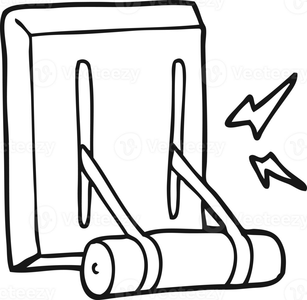 hand drawn black and white cartoon electrical switch png