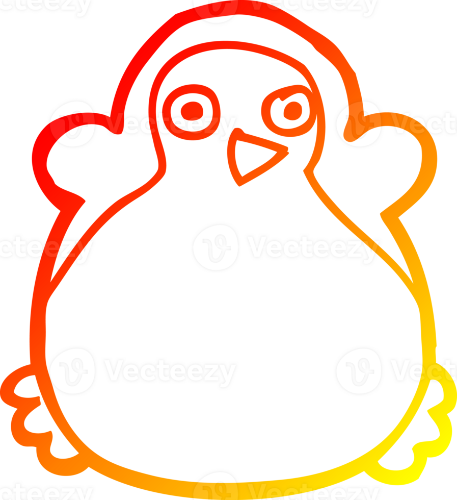 warm gradient line drawing of a cartoon penguin png