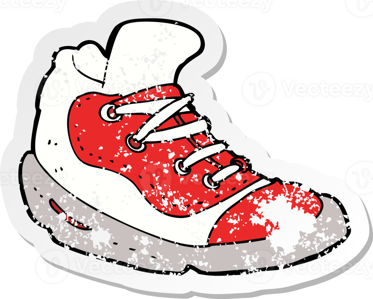 retro distressed sticker of a cartoon sneaker png