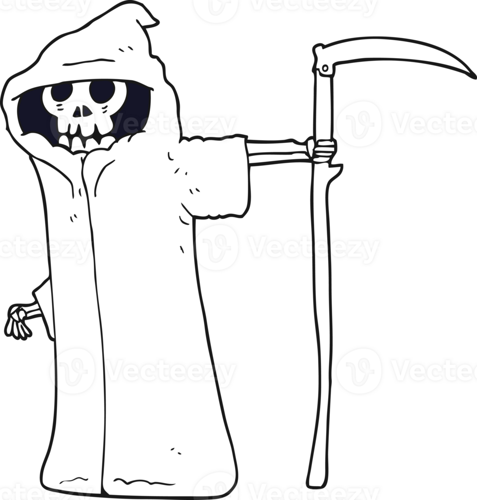 hand drawn black and white cartoon death png
