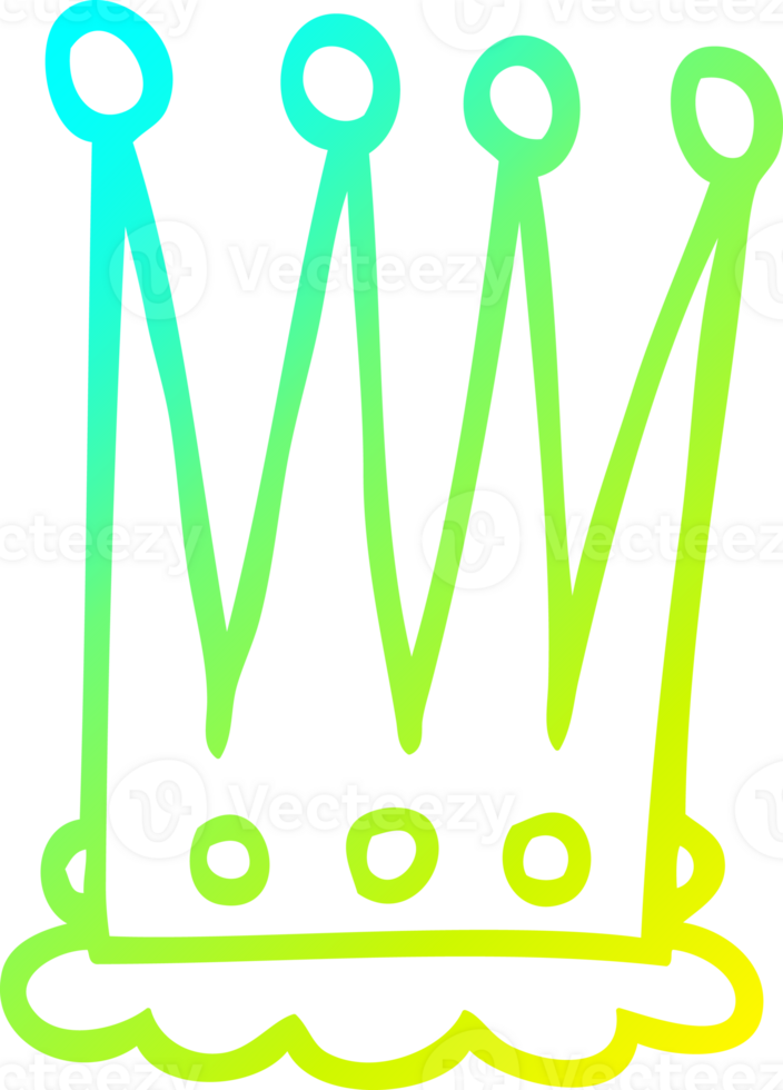 cold gradient line drawing of a cartoon crown png