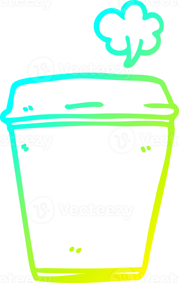 cold gradient line drawing of a cartoon coffee cup png