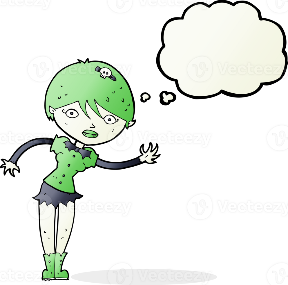 cartoon vampire girl with thought bubble png