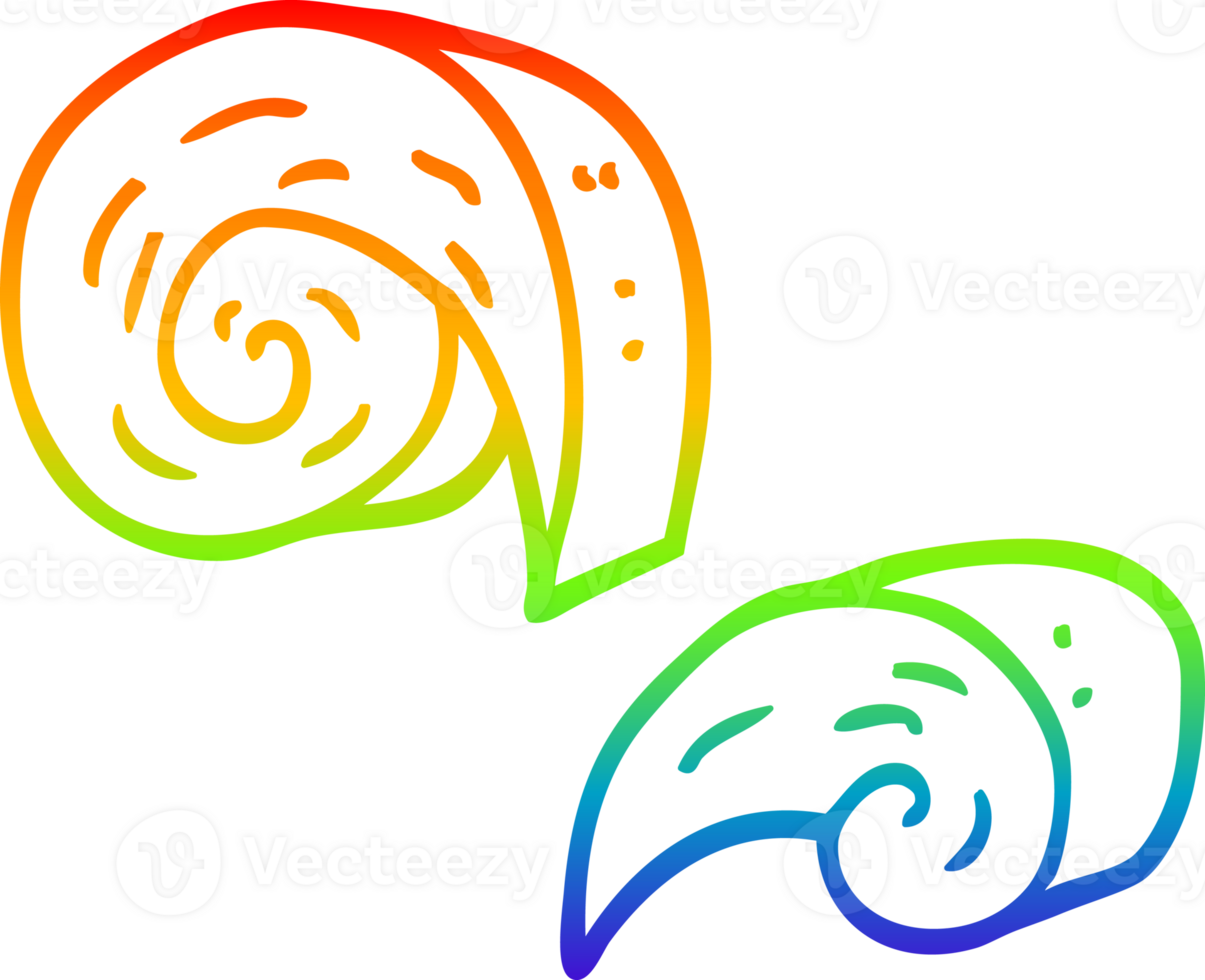 rainbow gradient line drawing of a cartoon swirl decorative elements png